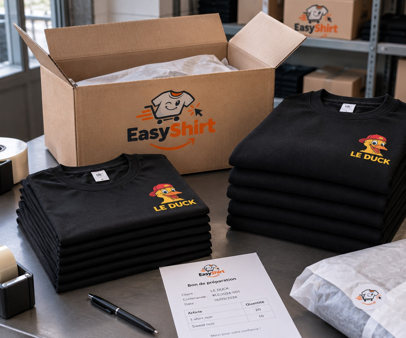 Réalisation EasyShirt pour Le Duck : t-shirts & sweats