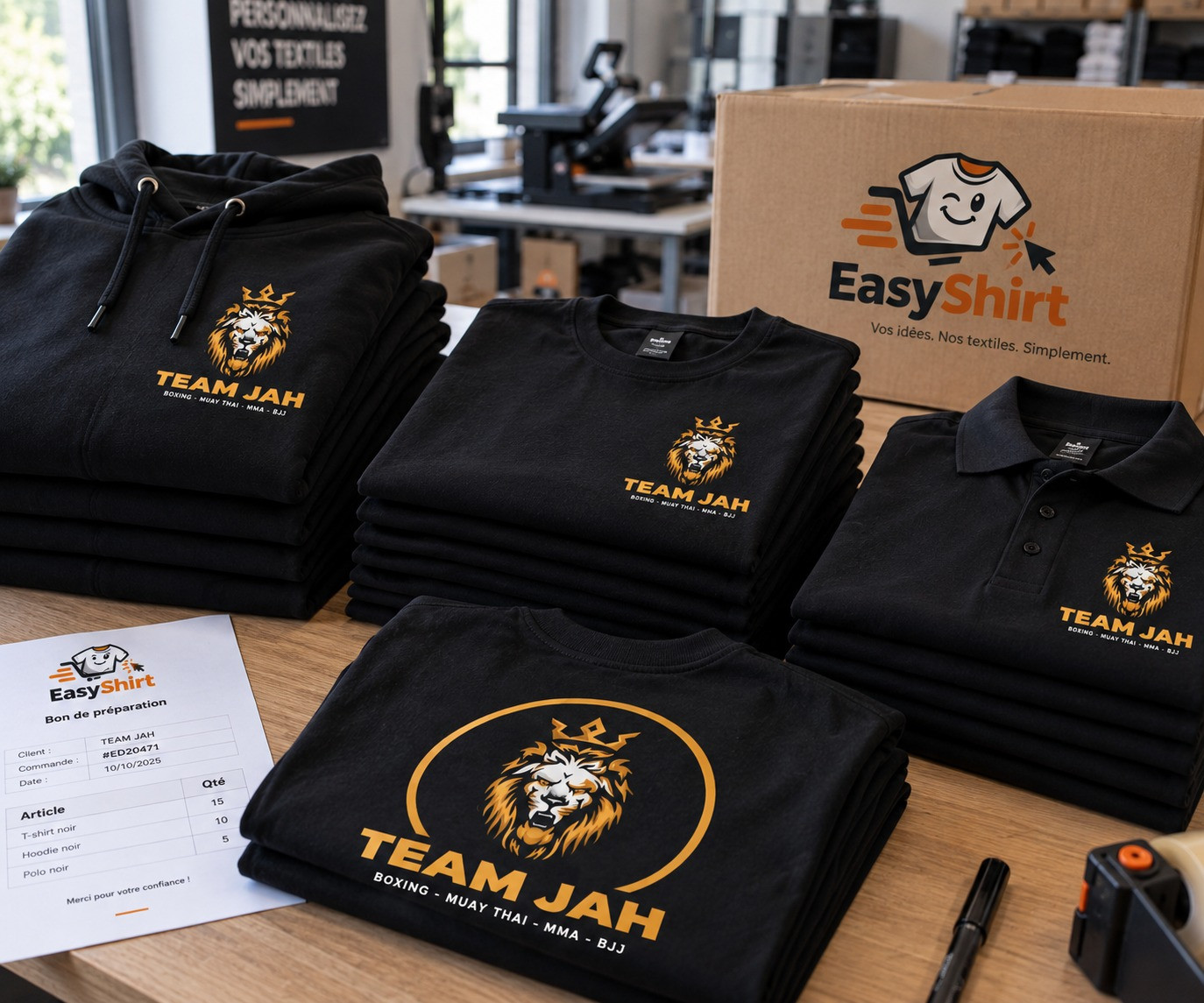 Réalisation EasyShirt pour Team Jah : club sportif