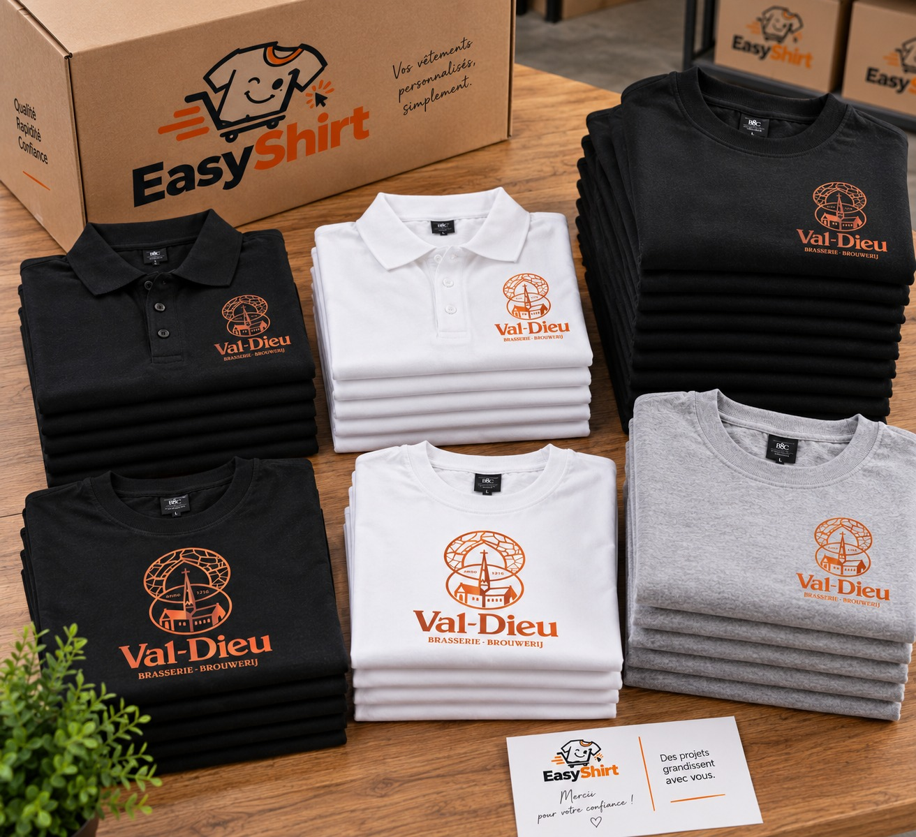 Réalisation EasyShirt pour Val-Dieu : polos, t-shirts & sweats